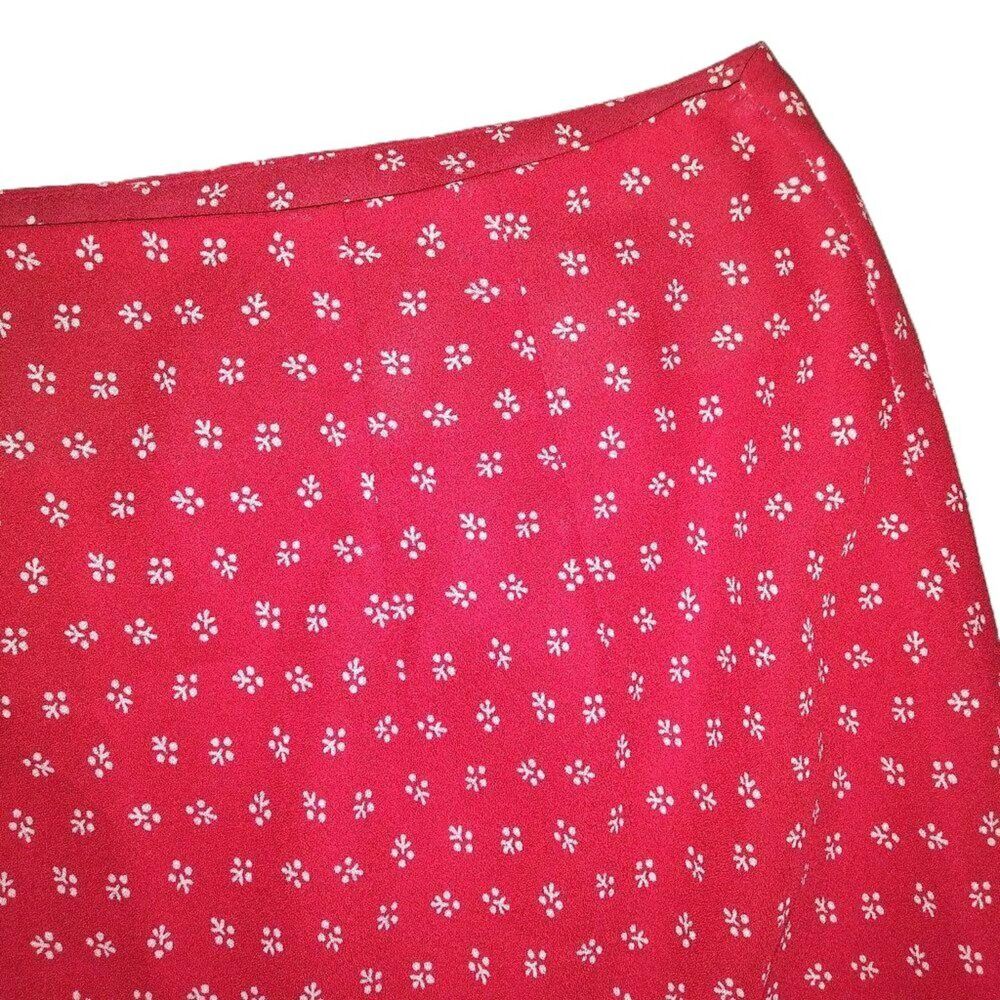 Ann Taylor LOFT Red Ditsy Floral Flared Midi Skirt Back Zip - Picture 5 of 7